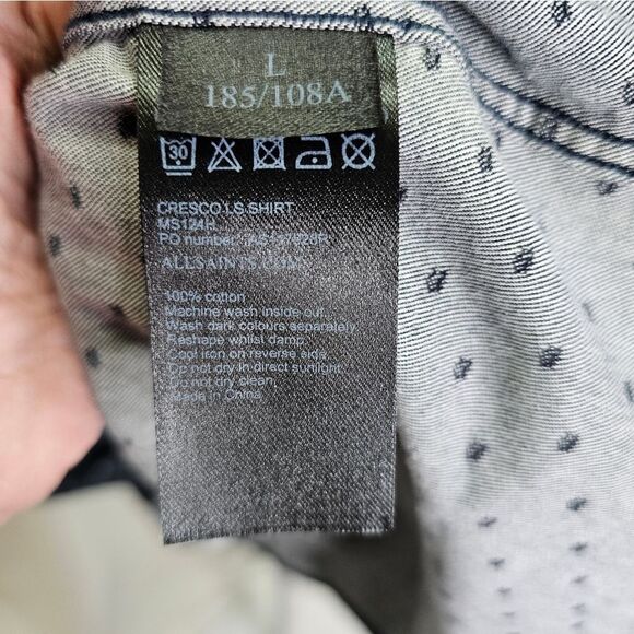 All Saints Blue Cotton Button Down Shirt Size Large - Picture 5 of 6